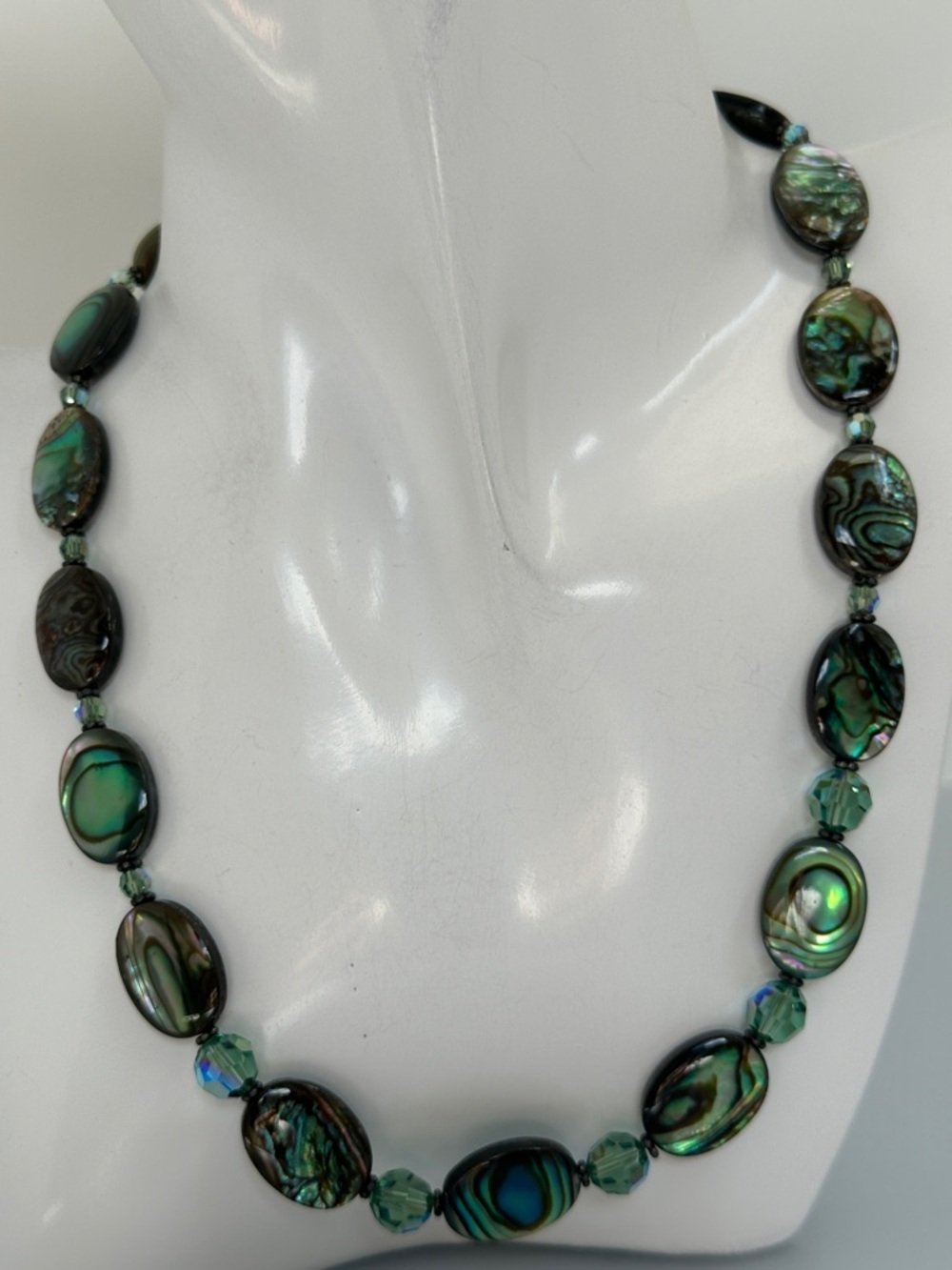 Green Abalone Shell Bead 925 sterling silver Necklace